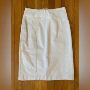 Byrnes & Baker Vintage Leather Pencil Skirt | Size 4 | White Leather